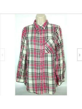 Cato Women's Pink Plaid Button Up Shirt Medium